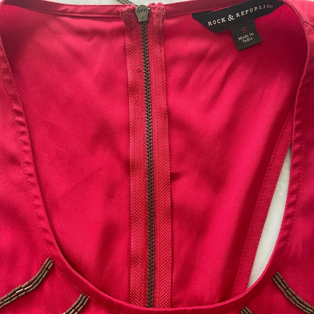 Beaded Red Tank Blouse - Picture 3 of 7
